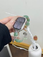 Raw Stone Pendant Chain Strap for Apple Watch 38–49mm – Light Pink / Green / Light Yellow - Image 10