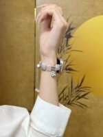 Raw Stone Pendant Chain Strap for Apple Watch 38–49mm – Light Pink / Green / Light Yellow - Image 5