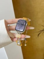 Raw Stone Pendant Chain Strap for Apple Watch 38–49mm – Light Pink / Green / Light Yellow - Image 4