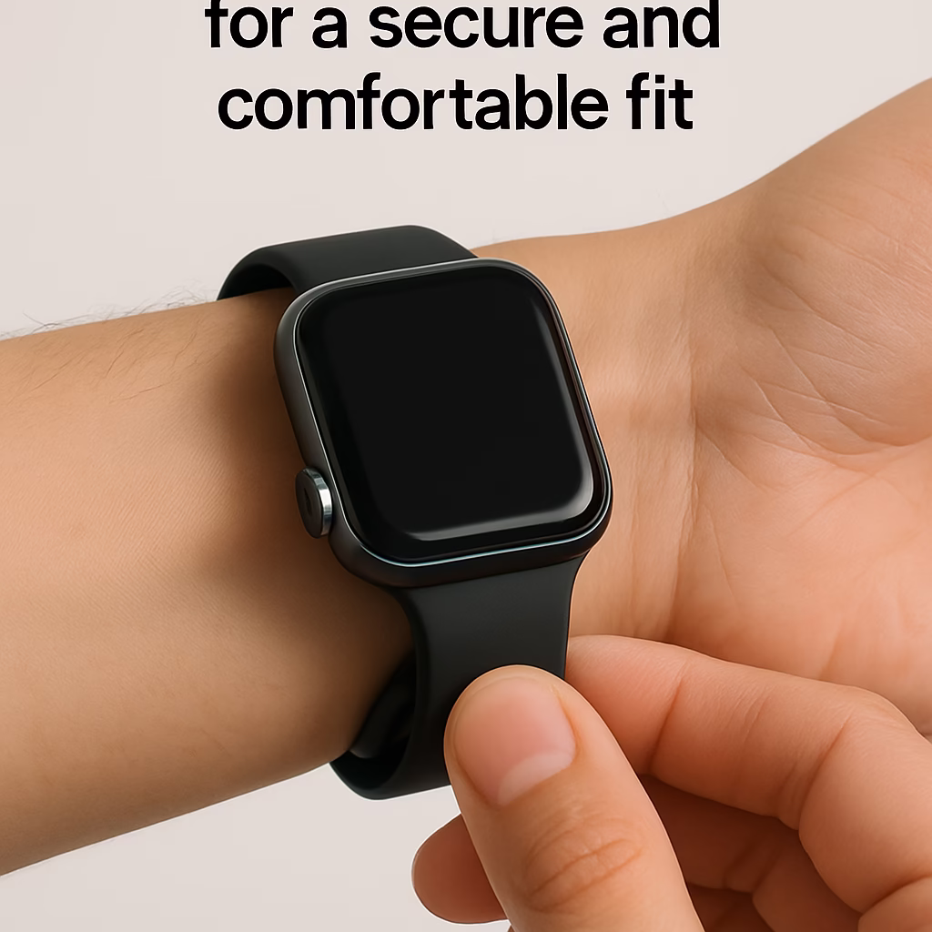 Properly secured Apple Watch Sport Band showing tucked end