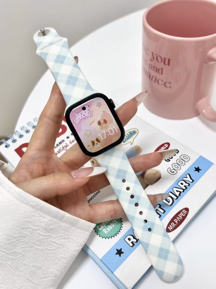 Plaid Silicone Watch Band for Apple Watch 38/40/41/42/44/45/46/49mm - Image 3