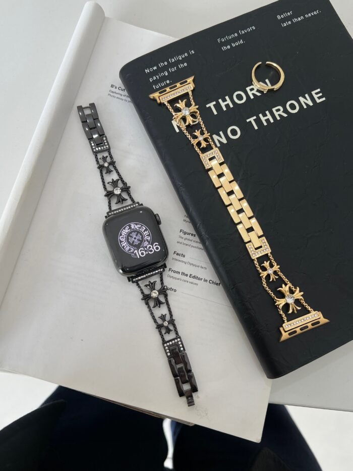 Floral Diamond Metal Link Band for Apple Watch – Luxury Chain Design - Image 42
