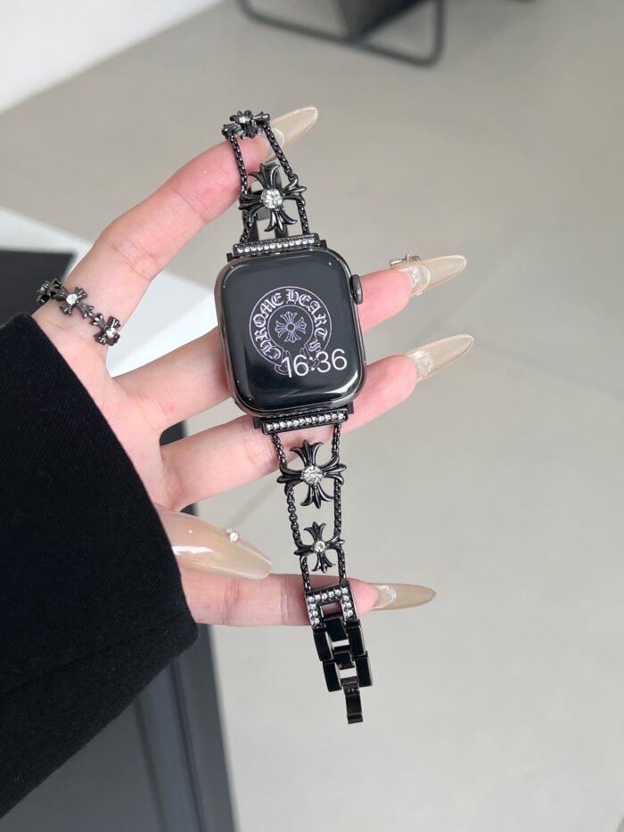 Floral Diamond Metal Link Band for Apple Watch – Luxury Chain Design - Image 41