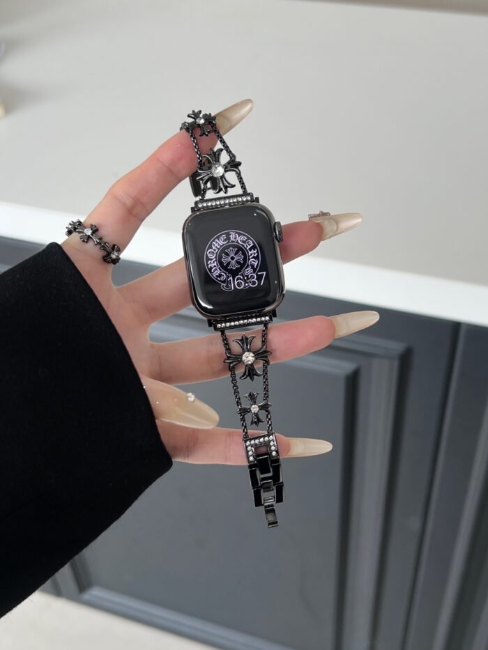 Floral Diamond Metal Link Band for Apple Watch – Luxury Chain Design - Image 40