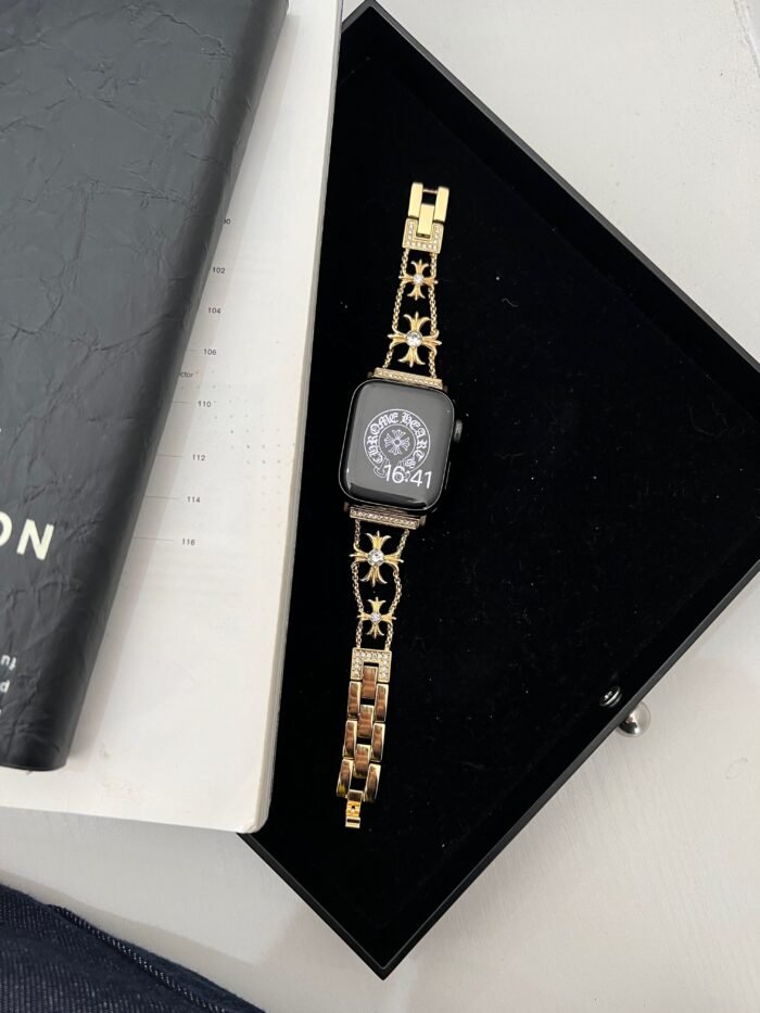 Floral Diamond Metal Link Band for Apple Watch – Luxury Chain Design - Image 35