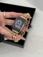 Floral Diamond Metal Link Band for Apple Watch – Luxury Chain Design - Image 30