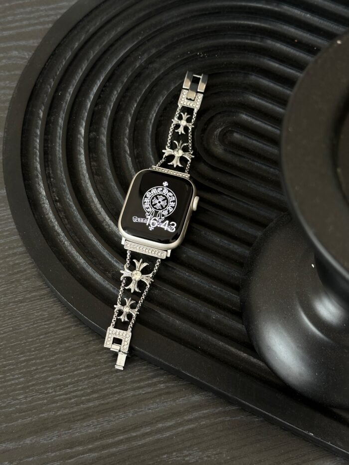 Floral Diamond Metal Link Band for Apple Watch – Luxury Chain Design - Image 25