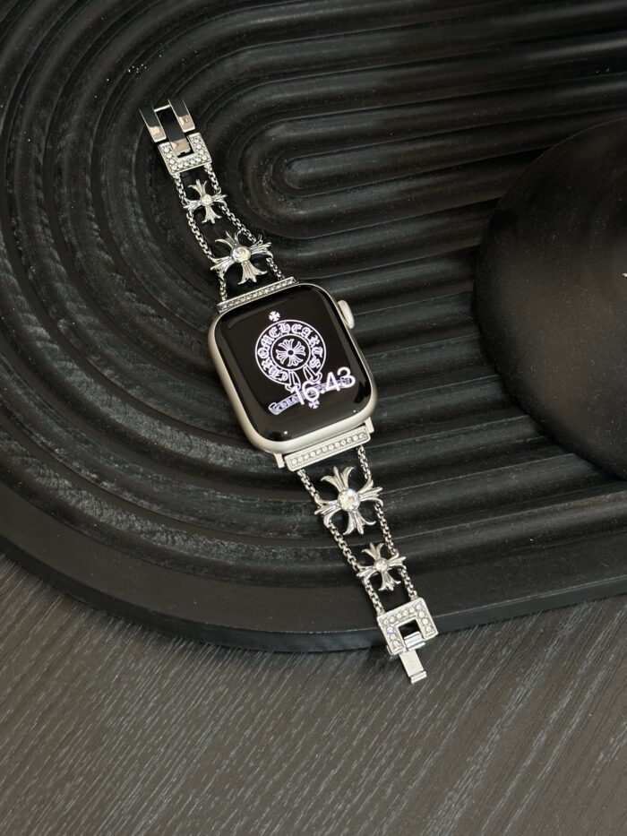 Floral Diamond Metal Link Band for Apple Watch – Luxury Chain Design - Image 24