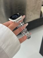 Floral Diamond Metal Link Band for Apple Watch – Luxury Chain Design - Image 2