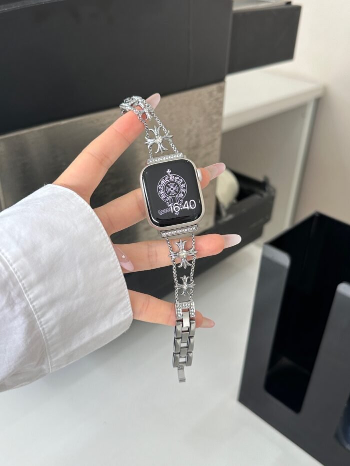 Floral Diamond Metal Link Band for Apple Watch – Luxury Chain Design - Image 18