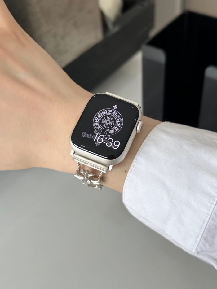 Floral Diamond Metal Link Band for Apple Watch – Luxury Chain Design - Image 17