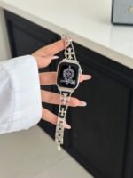 Floral Diamond Metal Link Band for Apple Watch – Luxury Chain Design - Image 11