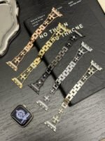 Floral Diamond Metal Link Band for Apple Watch – Luxury Chain Design