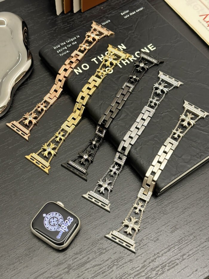 Floral Diamond Metal Link Band for Apple Watch – Luxury Chain Design - Image 5
