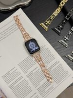 Floral Diamond Metal Link Band for Apple Watch – Luxury Chain Design - Image 4