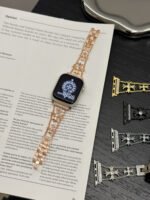 Floral Diamond Metal Link Band for Apple Watch – Luxury Chain Design - Image 3