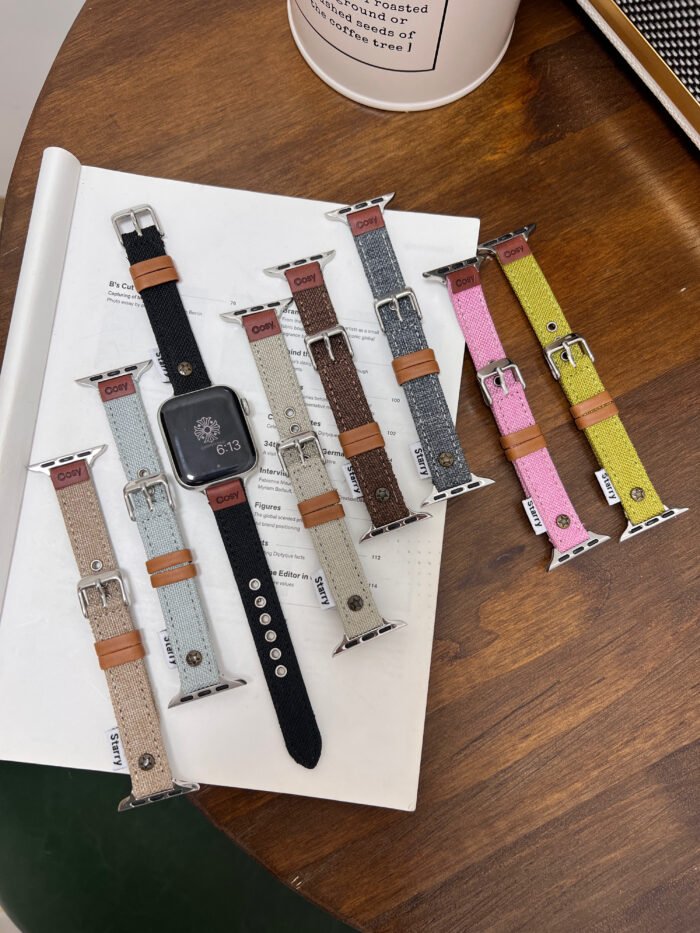 Cosy Braided Leather Strap for Apple Watch – Soft Woven Band 38–49mm Compatible - Image 1