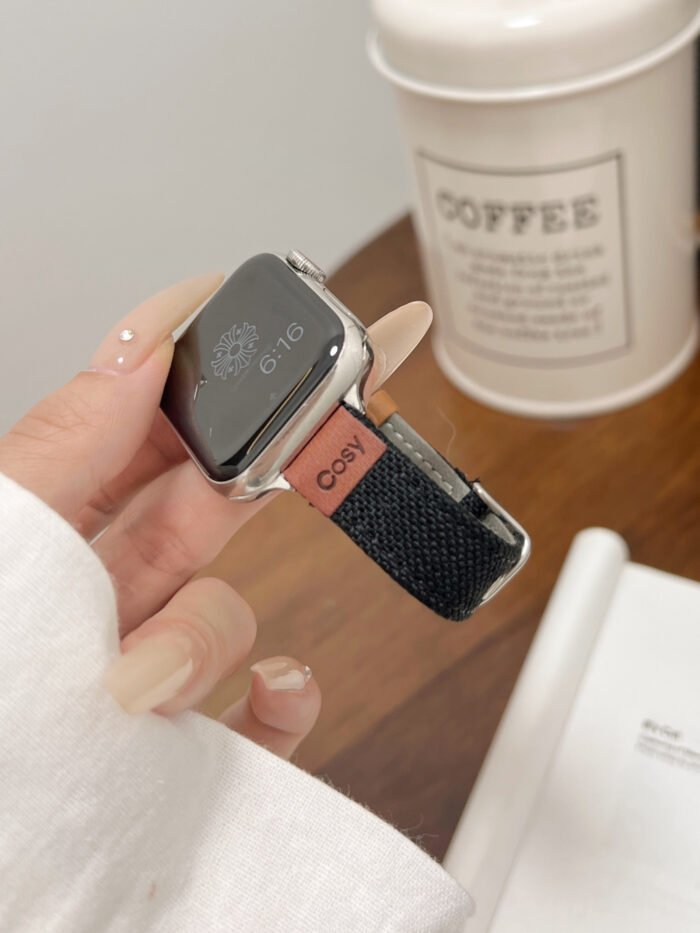 Cosy Braided Leather Strap for Apple Watch – Soft Woven Band 38–49mm Compatible - Image 3