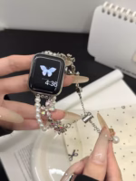 Pearl Crystal Floral Watch Band for Apple Watch 38/40/41/42/44/45/46/49mm - Image 2