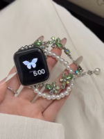 Pearl Crystal Floral Watch Band for Apple Watch 38/40/41/42/44/45/46/49mm - Image 9