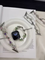 Pearl Crystal Floral Watch Band for Apple Watch 38/40/41/42/44/45/46/49mm - Image 3