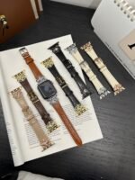 Elegant Cream White Leather Band – Gold Buckle – for Apple Watch - Image 2
