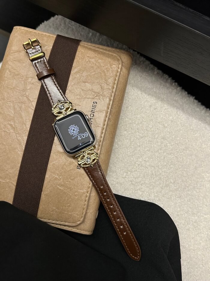 Elegant Cream White Leather Band – Gold Buckle – for Apple Watch - Image 32