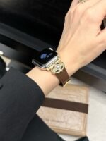 Elegant Cream White Leather Band – Gold Buckle – for Apple Watch - Image 30