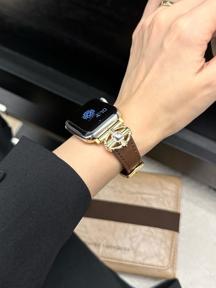 Elegant Cream White Leather Band – Gold Buckle – for Apple Watch - Image 30