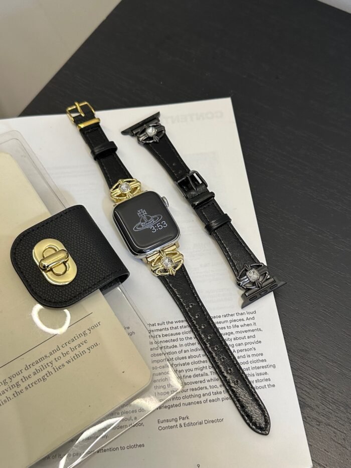 Elegant Cream White Leather Band – Gold Buckle – for Apple Watch - Image 23