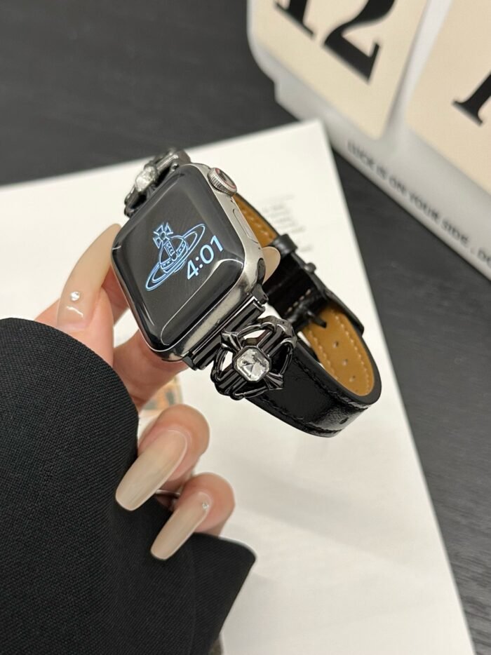 Elegant Cream White Leather Band – Gold Buckle – for Apple Watch - Image 16