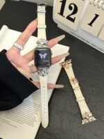 Elegant Cream White Leather Band – Gold Buckle – for Apple Watch - Image 13