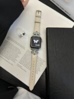 Elegant Cream White Leather Band – Gold Buckle – for Apple Watch - Image 11