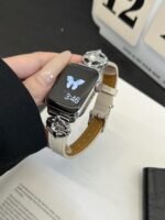 Elegant Cream White Leather Band – Gold Buckle – for Apple Watch - Image 8