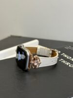 Elegant Cream White Leather Band – Gold Buckle – for Apple Watch - Image 4