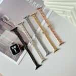 Quilted Metal Bracelet Band for Apple Watch – Luxury Diamond Pattern Design
