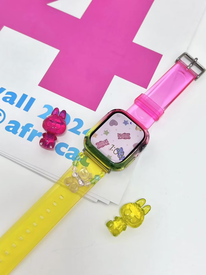 ransparent Duo-Color Resin Apple Watch Bands with Charm Beads - Image 2