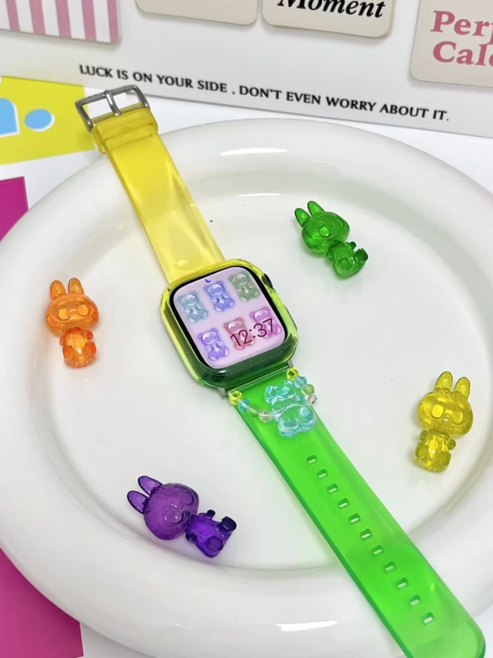 ransparent Duo-Color Resin Apple Watch Bands with Charm Beads - Image 12