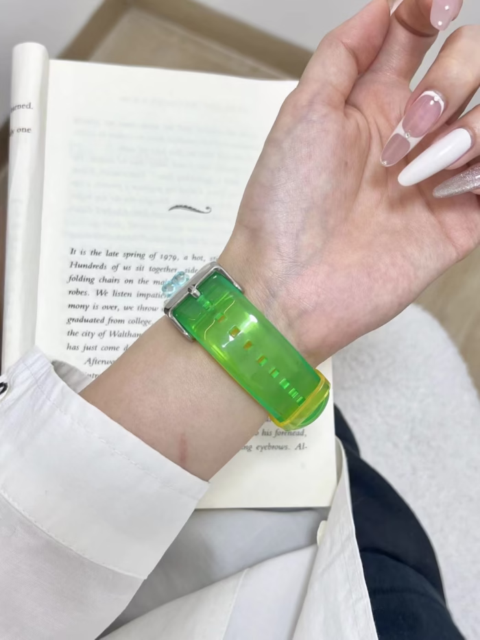 ransparent Duo-Color Resin Apple Watch Bands with Charm Beads - Image 5