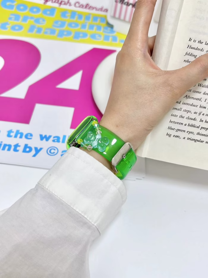 ransparent Duo-Color Resin Apple Watch Bands with Charm Beads - Image 10
