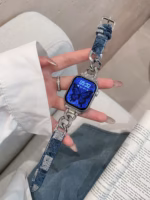 Luxury Denim Chain Apple Watch Band – Compatible with 38/40/41mm & 42/44/45mm Models - Image 12
