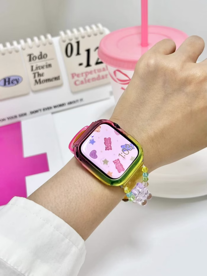 ransparent Duo-Color Resin Apple Watch Bands with Charm Beads - Image 15