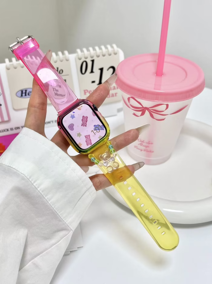 ransparent Duo-Color Resin Apple Watch Bands with Charm Beads - Image 18