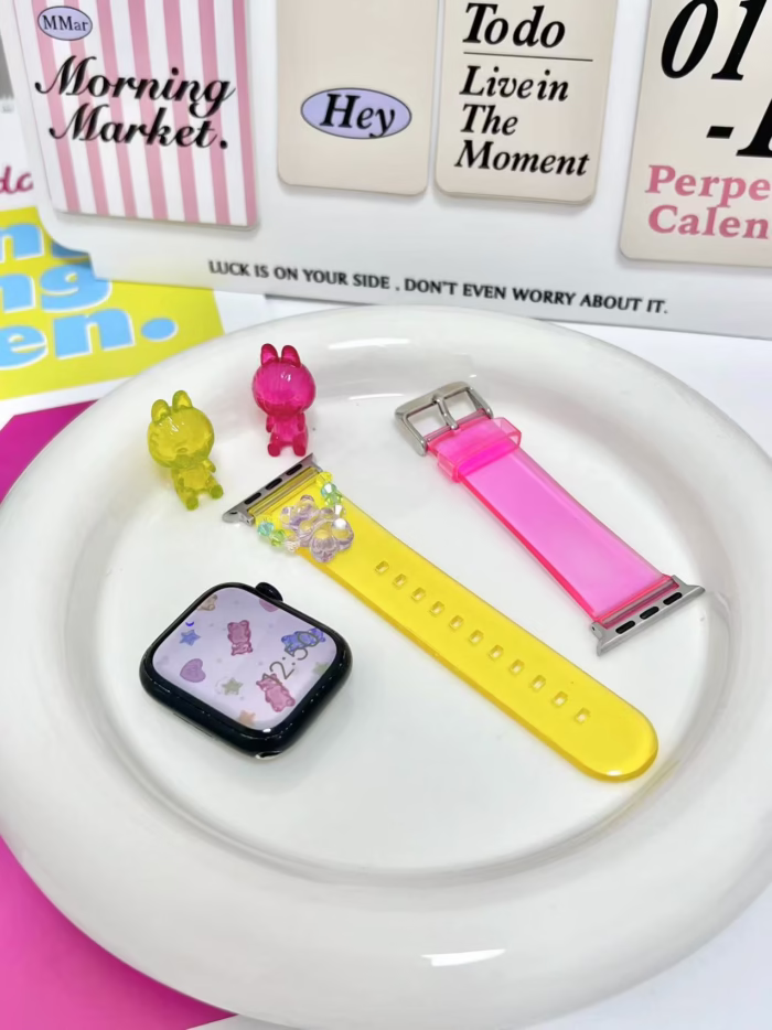 ransparent Duo-Color Resin Apple Watch Bands with Charm Beads - Image 22