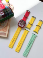 Ocean Color Block Silicone Apple Watch Band – Soft, Durable & Sweat-Resistant - Image 4